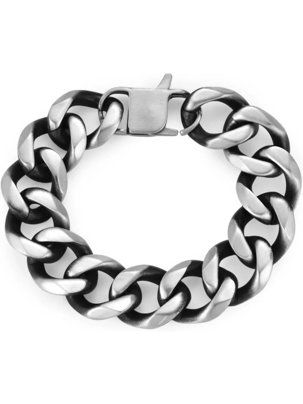 Men's Heavy Duty Stainless Steel Curb Chain Bracelet - 18MM Silver Cuban Link